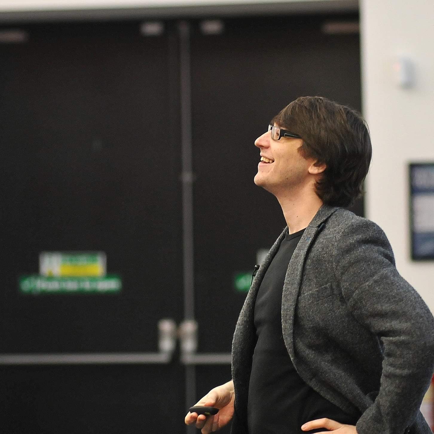 A photo of me giving a keynote at a conference in York